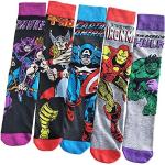 Jintong - 5 paia di fantastici calzini da adulto, motivo supereroi dei fumetti: Iron Man, Superman, Batman, Hulk, ecc, anche per travestimenti