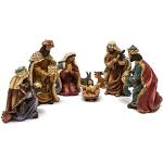 Statuine multicolore in resina Sacra Famiglia 9 cm Joy Christmas 