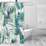 JSTEL Tenda da doccia 120 x 180 cm Tessuto impermeabile antimuffa extra lungo bagno decorativo Doccia palma foglie vasche da bagno con 12 ganci
