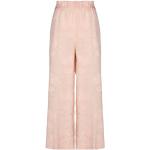 Pantaloni rosa chiaro XS in viscosa a fiori a vita alta per Donna Jucca 