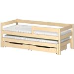 Jula - Sistema letto singolo per bambini, con letto estraibile, dotato di 2 materassi e cassetti. -, Legno, Bleached Oak, 200x90/190x90