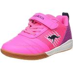 Sneakers larghezza E scontate casual rosa fluo numero 29 chiusura velcro per bambini Kangaroos 