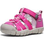 Sandali sportivi larghezza E scontati rosa numero 21 con stringhe idrorepellenti per bambini Keen Seacamp 