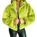 Piumini lunghi eleganti verdi 3 XL taglie comode di eco-pelliccia a tema coniglio per l'autunno per Donna 