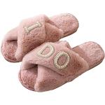 Pantofole larghezza E eleganti rosa numero 37 di pelliccia con perline antiscivolo per damigelle da viaggio per Donna 