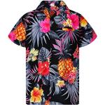 Camicie hawaiane casual nere 4 XL taglie comode a tema ananas per Uomo 