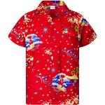 Camicie hawaiane casual rosse XL taglie comode mezza manica per Uomo 