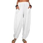 Pantaloni bianchi 5 XL taglie comode di cotone traspiranti per l'estate da jogging per Donna 