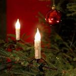 Konstsmide Luci dell'albero di Natale Clip su Candele per Uso Interno Lampadina Stile Fiamma E 10, 3 W, Bianco Caldo, 25 Candles, 14 unità
