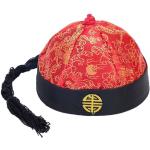 kowaku Cappello orientale cinese Cappello imperatore cinese Cappello cinese decorativo divertente con oggetti di scena per spettacoli teatrali a coda di, Rosso Nero 56 cm