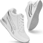 Sneakers basse larghezza E casual bianche numero 41 con tacco da 7cm a 9 cm per Donna 