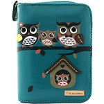 kukubird 33D Owl Family Tree House Pattern Medium Ladies Purse Clutch Wallet - BLUE