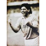 KUSTOM ART Calamita (magnete) Diego Armando Maradona El Pibe de Oro Stile Vintage da Collezione Stampa su Legno 10x6 cm