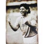 Kustom Art Calamita (magnete) Serie Football Diego Maradona Pibe de Oro B/N Stile Vintage per Frigorifero/Garage/Bar da Collezione Stampa su Legno 10x6cm.