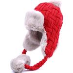 Kuyou - Cappello invernale da donna, con paraorecchie, caldo, foderato in pelliccia sintetica, Colore: rosso, Taglia unica