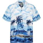 Camicie hawaiane blu 4 XL taglie comode di cotone per Uomo SKY 