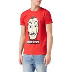 Magliette & T-shirt rosse XXL taglie comode di cotone a girocollo a tema Helsinki con scollo rotondo per Uomo La casa di carta 