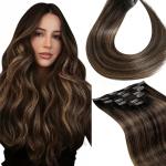 Extension naturali per capelli castani con capelli veri per Donna edizione professionali LaaVoo 