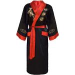 Laciteinterdite Kimono Vestaglia Accappatoio Giapponese Reversibile per l'Uomo Nero e Rosso Modello Drago S