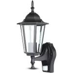 Lampada A Parete Lanterna Attacco E27 Up Nera Con Sensore Movimento Vt-751-Led7070 V-Tac