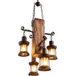 Lampadari classici industriali di legno compatibile con E27 