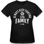 Laugh Dusk Women's Always Keep Fighting Spn Family Short Sleeve Soft Cotton T-Shirt