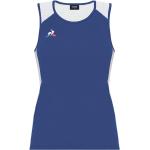 T-shirt scontate blu XL in poliestere senza manica da running per Donna Le Coq Sportif 