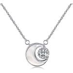Le Premium® 'La luna' Collana con pendente in argento sterling 925 Realizzato con madreperla a forma di luna e 8 MM AAA Zirconia