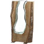 Leonardo Casolare 038510 - Vaso decorativo in legno e vetro, realizzato a mano, stile country, unico, altezza: 36 cm, 1 pezzo