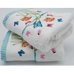 Set asciugamani bianco di cotone a fiori a tema farfalla 