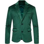 Blazer slim eleganti verdi XL taglie comode di cotone traspiranti per Uomo 