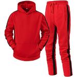 Completi casual rossi 3 XL taglie comode di pile traspiranti per l'autunno senza manica da calcio per Uomo 