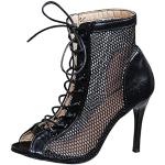 Sandali gioiello larghezza A eleganti neri numero 37 con glitter chiusura velcro con tacco da 7cm a 9 cm tacco stiletto antiscivolo per Donna 