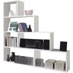 Libreria In Legno Design Moderno Bianco Lucido 145x29xH145 Cm Mensole A Scala