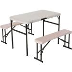 Lifetime Ultra-resistant Folding Table With 2 Benches Set 106x61x74 Cm Uv100 Beige,Nero
