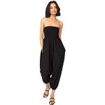 likemary Pantaloni harem in cotone da donna, tuta jumpsuit 2 in 1 convertibile in stile etnico con top integrato nero
