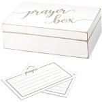 Lillian Rose BX115 Scatola bianca invecchiata con biglietti di preghiera, 16,5 cm, legno ingegnerizzato in carta