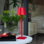 Lampade da tavolo design rosso ciliegia in alluminio a batterie 