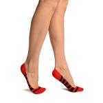 LissKiss Red & Black Stripes Soft Back Top Footsies - Rosso Calze a pantofola Taglia Unica (37-42)
