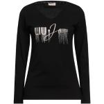 Magliette & T-shirt nere XS di cotone tinta unita con scollo a V manica lunga con scollo a V per Donna Liu Jo 