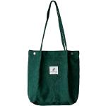 Shopping bags casual verde scuro in velluto a coste per Donna 