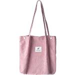 Shopping bags casual rosa in velluto a coste per Donna 