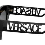 Occhiali da sole rettangolari neri in acetato Versace 