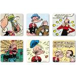 Logoshirt Cartoon - Braccio di Ferro - Popeye & Olivia OYL - Set di sottobicchieri - Set di 6 Coaster - Multicolore - Design Originale Concesso su Licenza