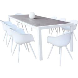 LOIS - set tavolo da giardino in alluminio con 8 sedute 162/242x100
