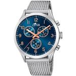 Orologi da polso cronografi blu Taglia unica in acciaio inox di vetro minerale per Uomo con cinturino in acciaio Lotus 