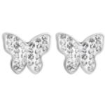 Orecchini bianchi in acciaio con farfalla per Donna Luca Barra 