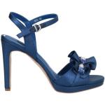 Sandali gioiello larghezza A blu numero 37 di pelle tinta unita con fibbie per Donna Luciano Barachini 