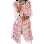 Cardigan lunghi eleganti rosa XL taglie comode di eco-pelliccia per Donna 