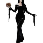 LVCBL Abito da donna, nero, per Halloween, con spalle scoperte, abito da cocktail, abito da sera, lunghezza alla caviglia, costume per adulti, Nero , XXL